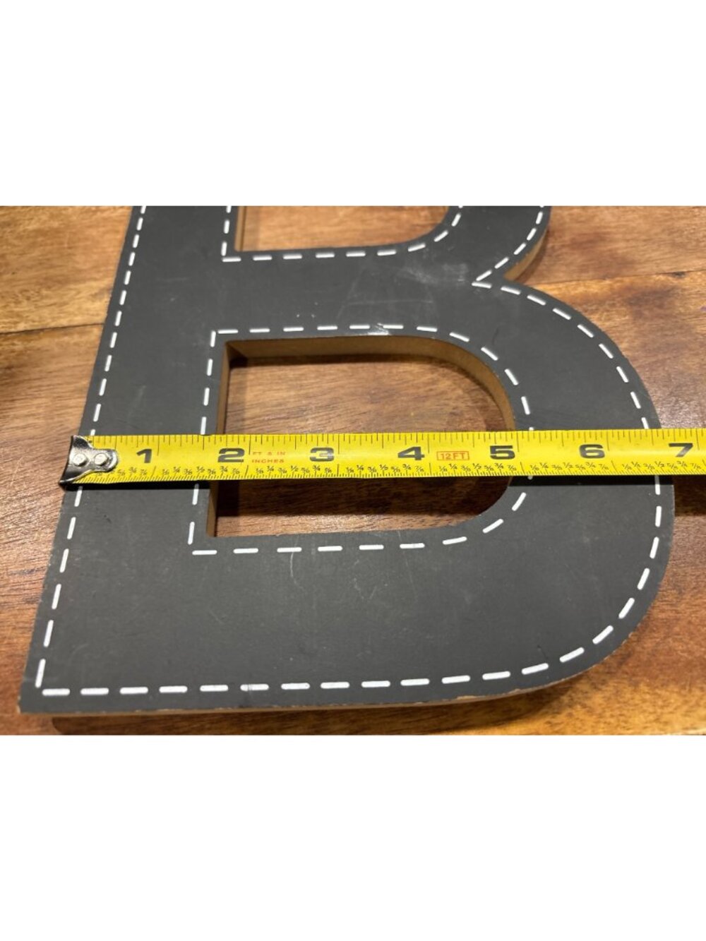 Black Wooden Letter B Wall Decor Stitching Design & Red Ribbon Chalk Board Style - Picture 6 of 7